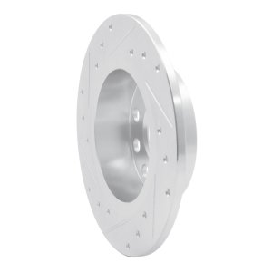 Audi A3 Brake Rotor (1) - Rear Right - R1 Concepts - Drilled & Slotted - Silver - `10-`19